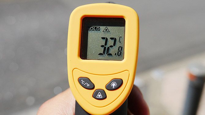 走る前の温度は「32.8℃」