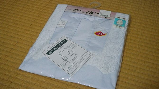 この日のために割烹着を買いました