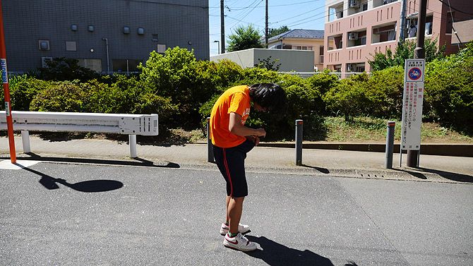 走り終わりズボンの中の温度を測ると、