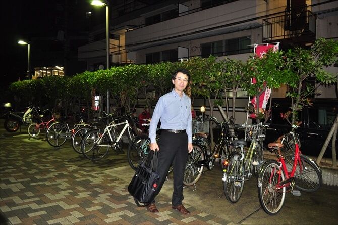 用具はレンタル、自転車通勤の職場からそのまま施設へ