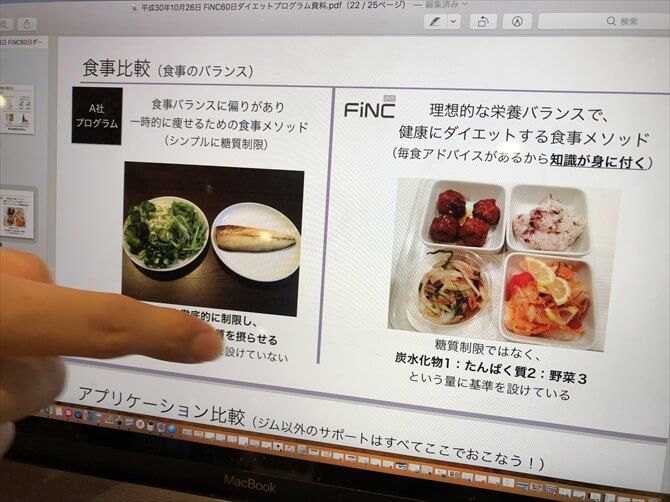 FiNC Fit (フィンクフィット)有楽町店::管理栄養士による食事指導も充実。ストイックになりがちな部分ではありますが、続けやすさを重視したバランスの良い内容となっています。また、毎食アドバイスが受けられるため、栄養に関する知識が次第に身に付き、ある程度自分で判断できるようになっていけるのもポイントです。